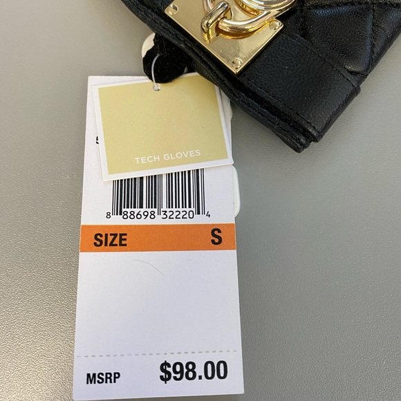 Michael Kors Tech Leather Gloves with Gold Charm - Picture 5 of 10